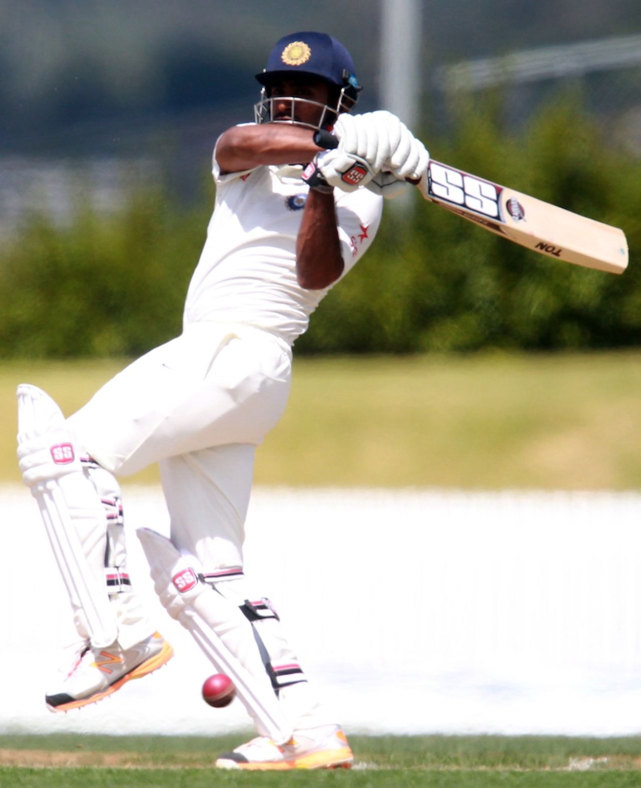 Ambati Rayudu attempts to hook New Zealand XI v Indians, Whangarei, 2nd day, February 3, 2014