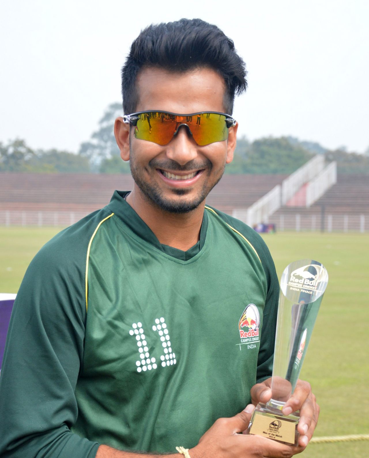 Left-arm spinner Gurinder Singh was Man of the Match for his five-for, DAV College v SRM University, Red Bull Campus Cricket 2014, Chandigarh, February 3, 2014
