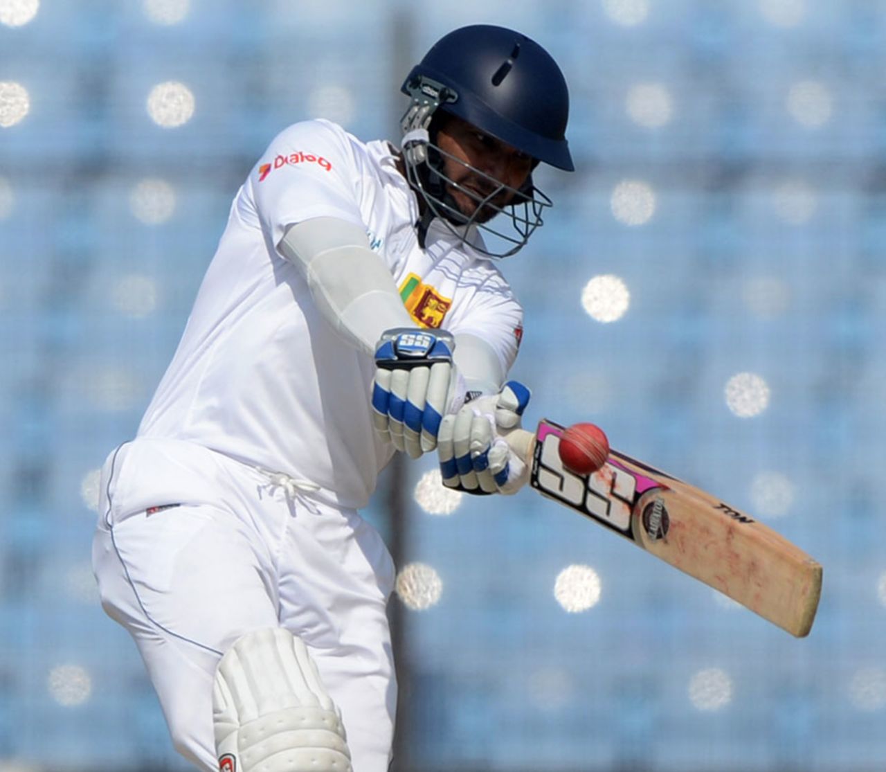 Kumar Sangakkara powers the ball to the leg side, Bangladesh v Sri Lanka, 2nd Test, Chittagong, 1st day, February 4, 2014