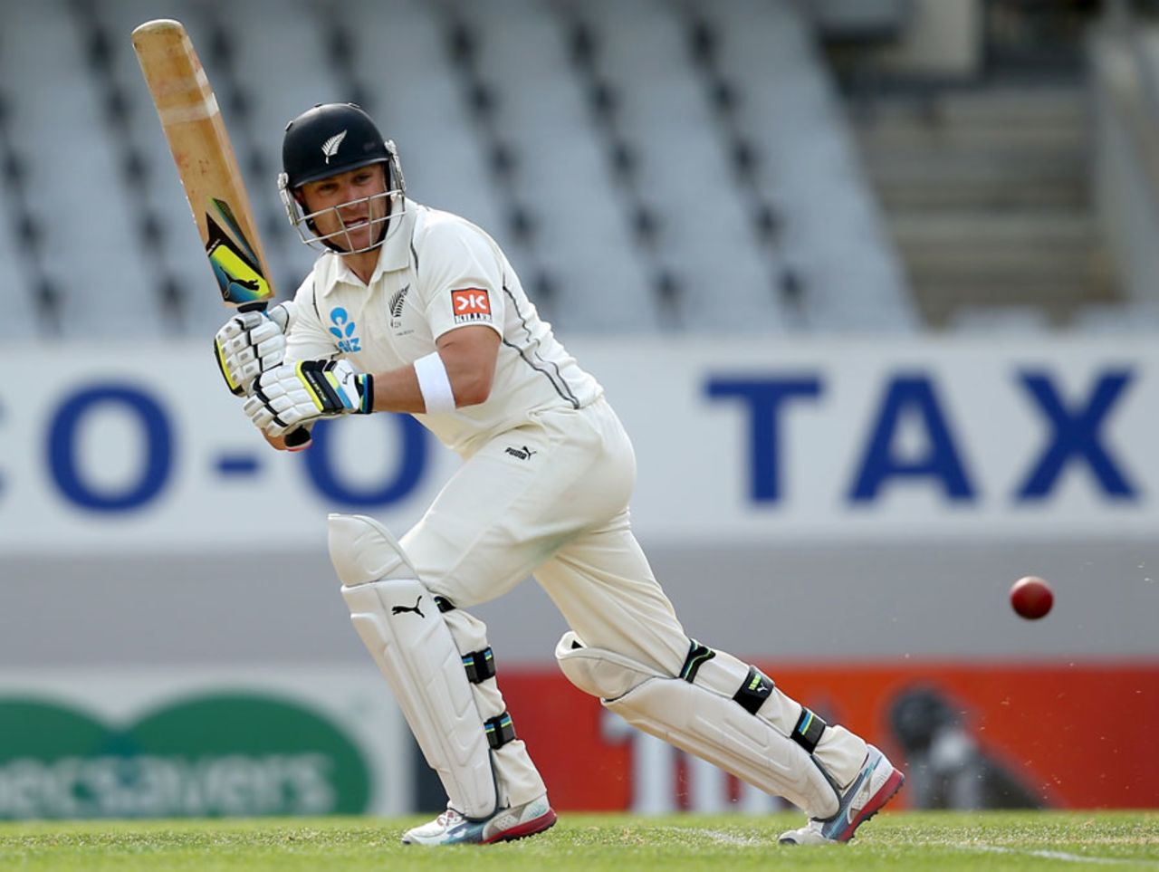 Brendon McCullum flicks one away, New Zealand v India, 1st Test, Auckland, 1st day, February 6, 2014