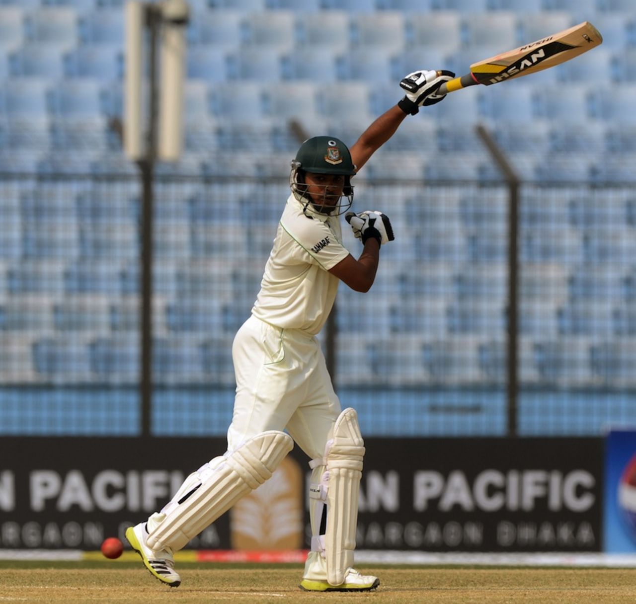 Shamsur Rahman plays on the off side, Bangladesh v SL, 2nd Test, Chittagong, 3rd day, February 6, 2014