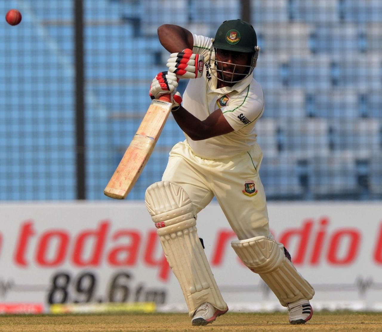 Imrul Kayes pushes on the front foot, Bangladesh v Sri Lanka, 2nd Test, Chittagong, 3rd day, February 6, 2014