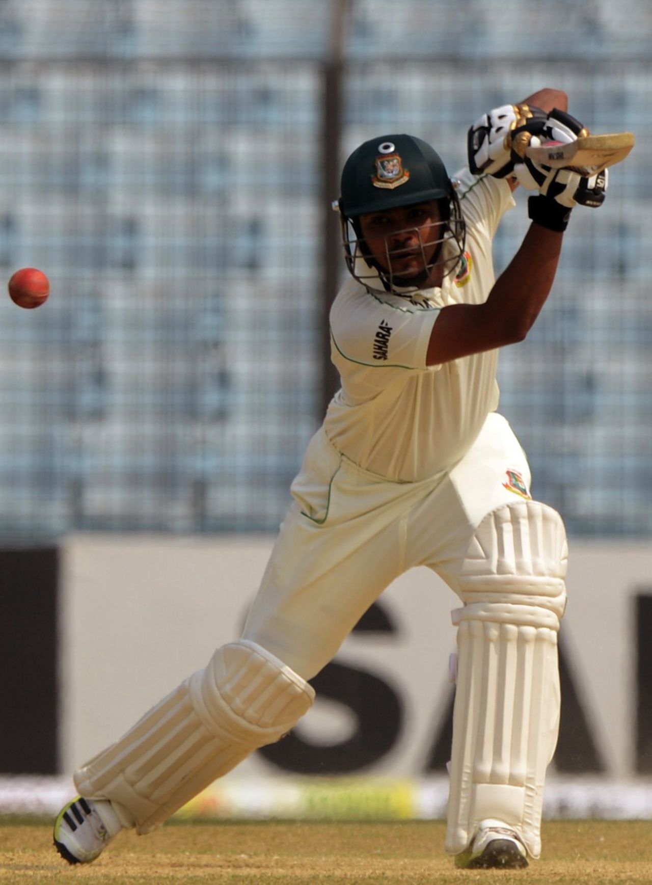 Shamsur Rahman drives on the off side, Bangladesh v Sri Lanka, 2nd Test, Chittagong, 3rd day, February 6, 2014