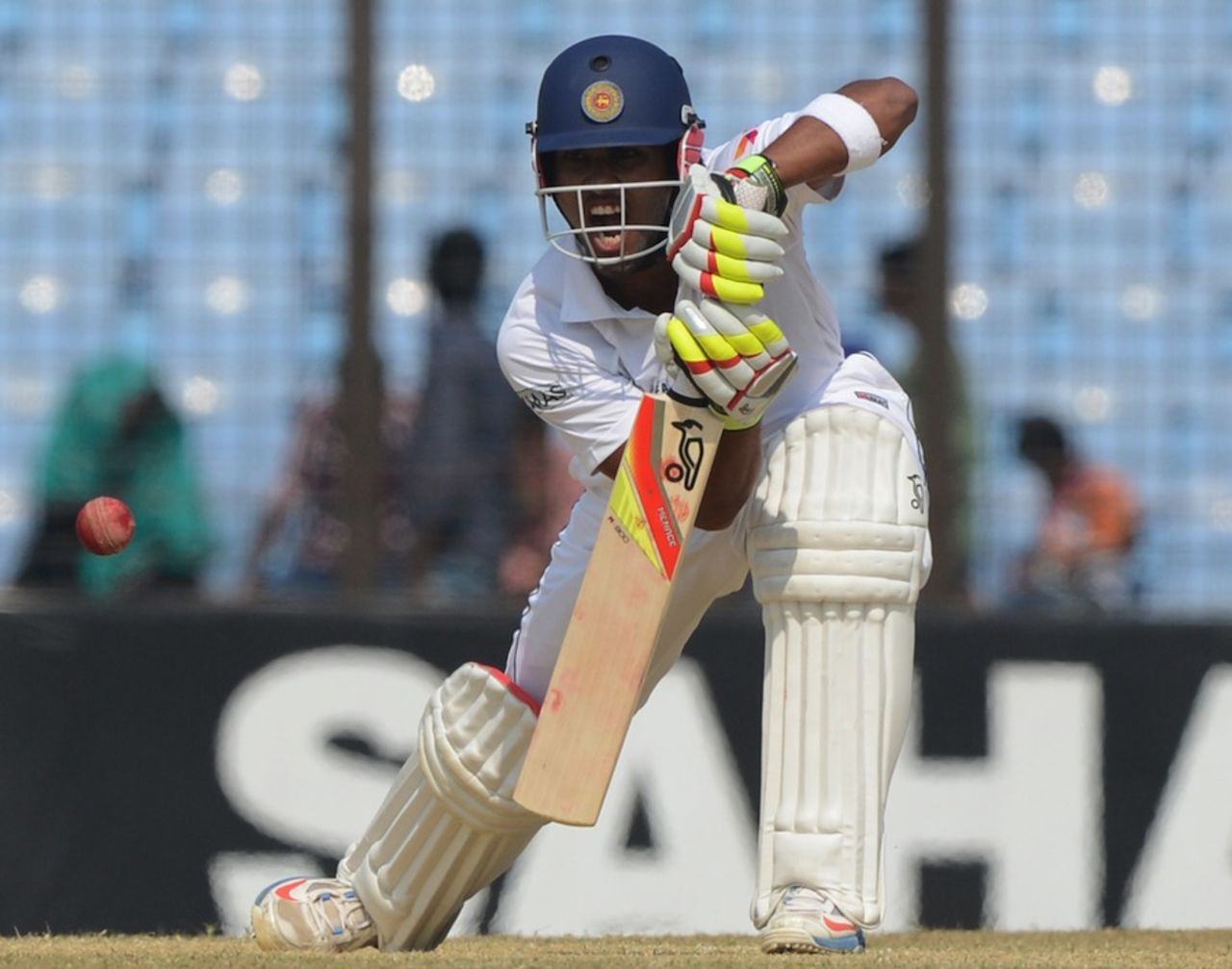 Dinesh Chandimal pushes one on the off side, Bangladesh v Sri Lanka, 2nd Test, Chittagong, 4th day, February 7, 2014