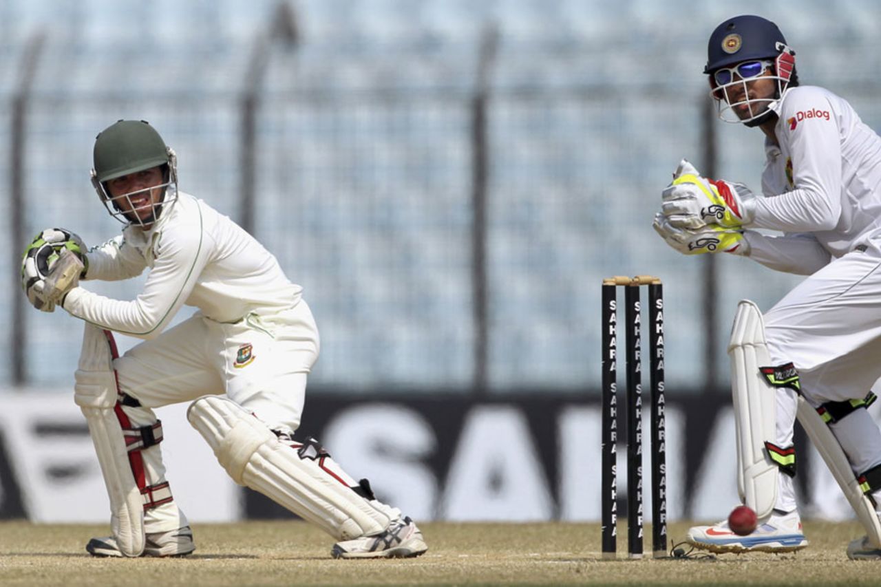 Mominul Haque guides the ball past the wicketkeeper, Bangladesh v Sri Lanka, 2nd Test, Chittagong, 5th day, February 8, 2014