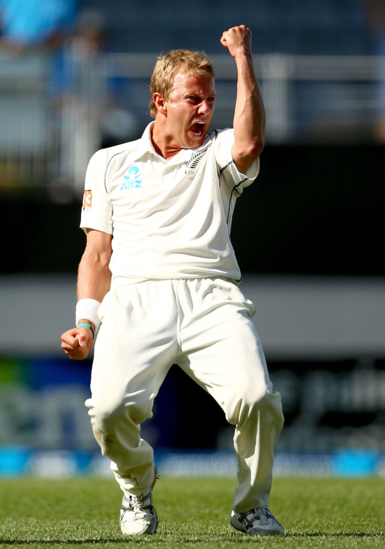 Neil Wagner is pumped after dismissing Zaheer Khan, New Zealand v India, 1st Test, Auckland, 4th day, February 9, 2014