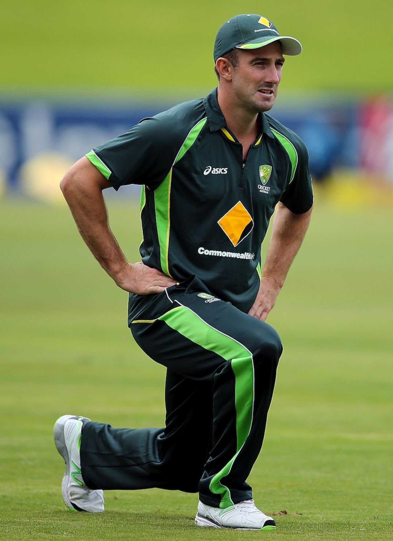 Shaun Marsh stretches during a training session, Centurion, February 10, 2014