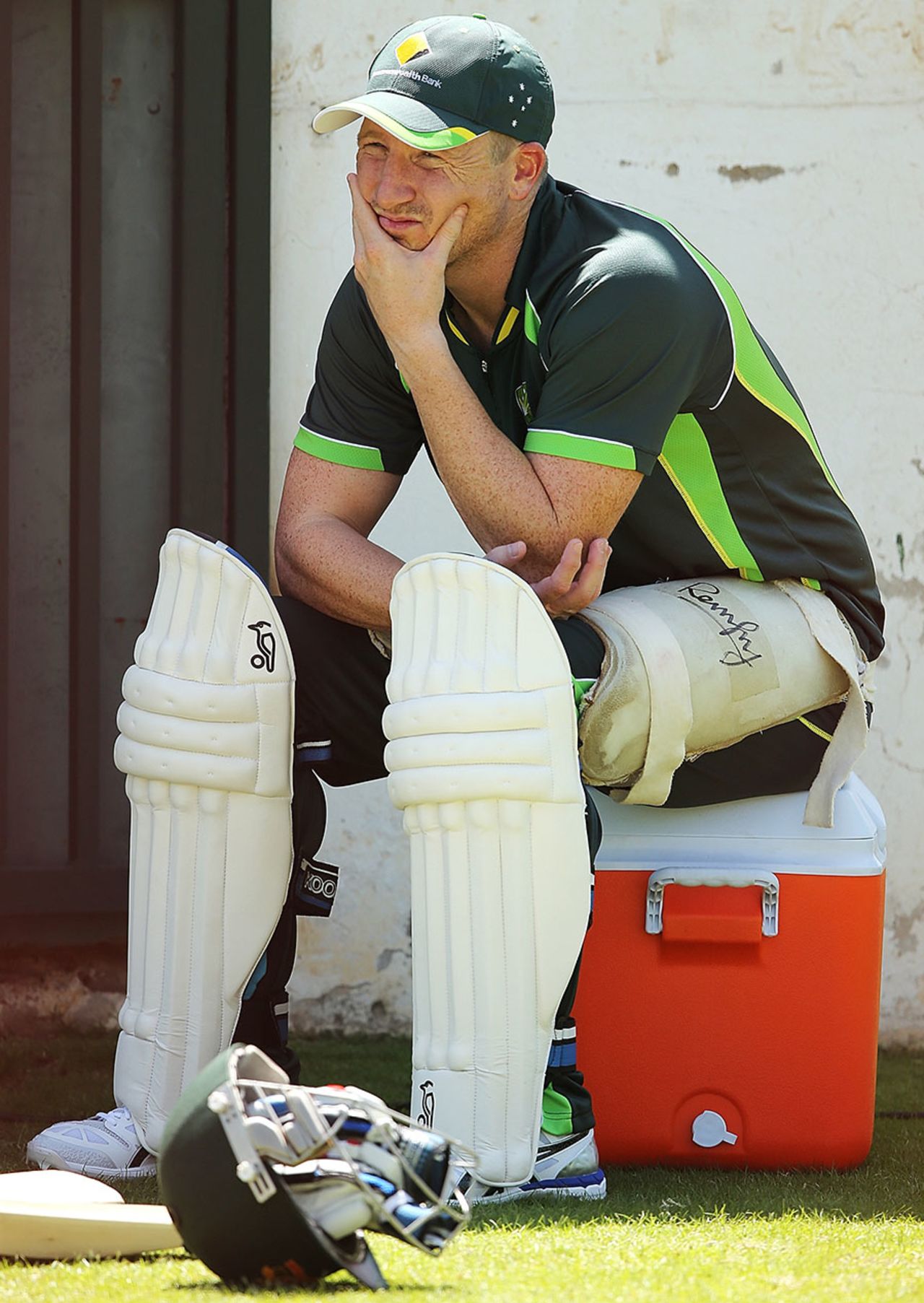 A pensive Brad Haddin awaits his turn at the nets, Centurion, February 11, 2014