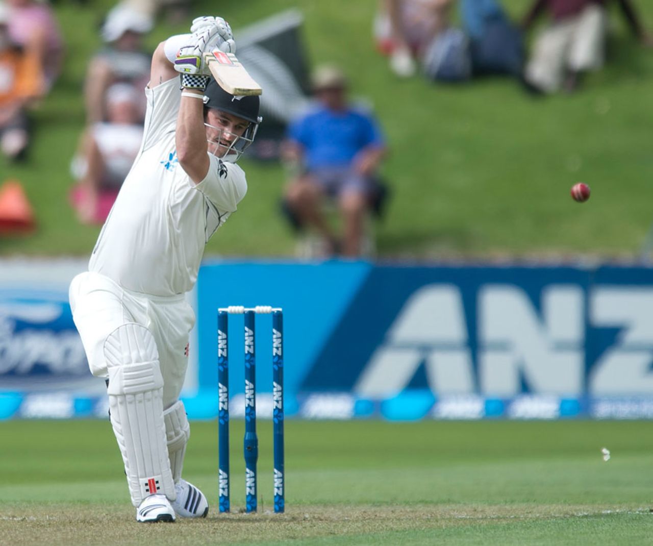 Hamish Rutherford drives through the covers, New Zealand v India, 2nd Test, Wellington, February 14, 2014