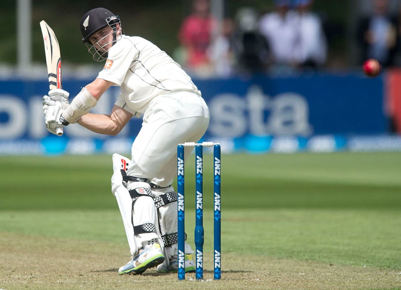 Kane Williamson flicks the ball fine, New Zealand v India, 2nd Test, Wellington, February 14, 2014