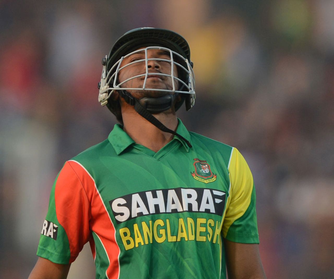 Shakib Al Hasan is dismayed after losing his wicket, Bangladesh v Sri Lanka, 2nd T20I, Chittagong, February 14, 2014