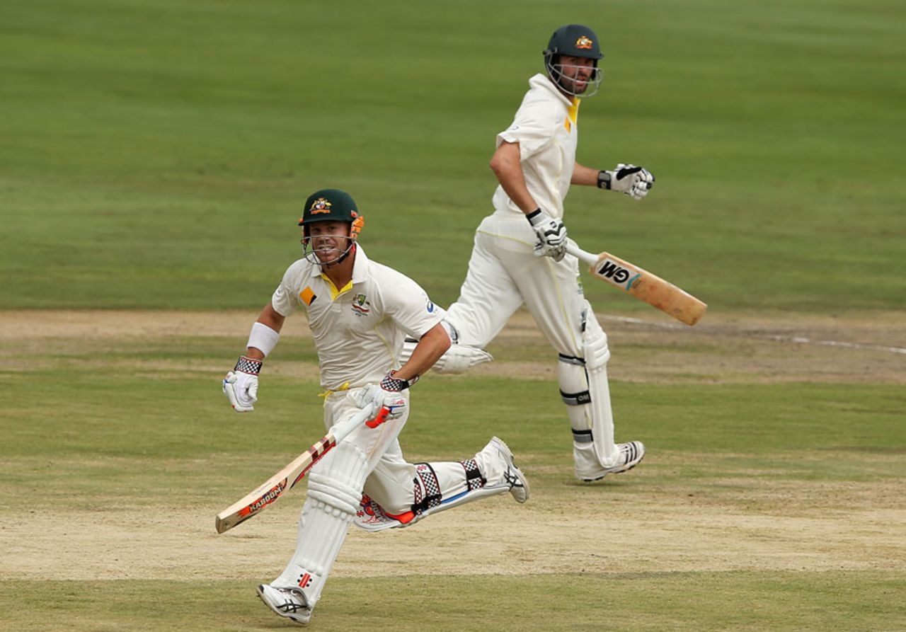 David Warner and Alex Doolan put on a 205-run stand, South Africa v Australia, 1st Test, Centurion Park, 3rd day, February 14, 2014