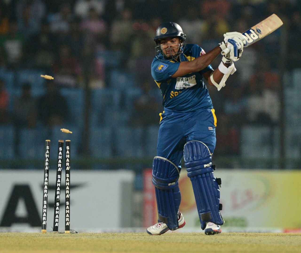 Angelo Perera was bowled after attempting a slog, Bangladesh v Sri Lanka, 2nd T20I, Chittagong, February 14, 2014
