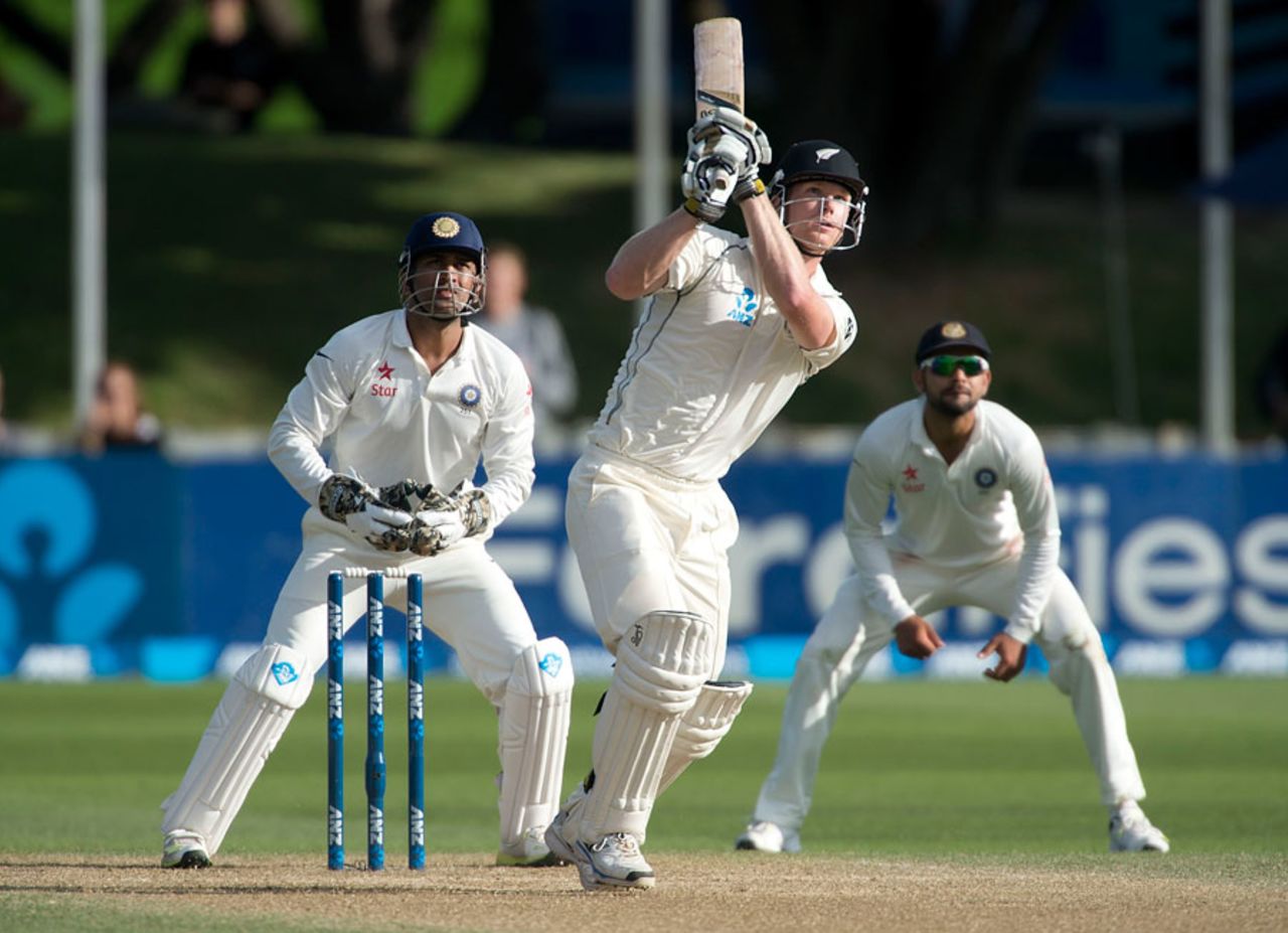 Jimmy Neesham struck an attractive fifty on debut, New Zealand v India, 2nd Test, 4th day, Wellington, February 17, 2014
