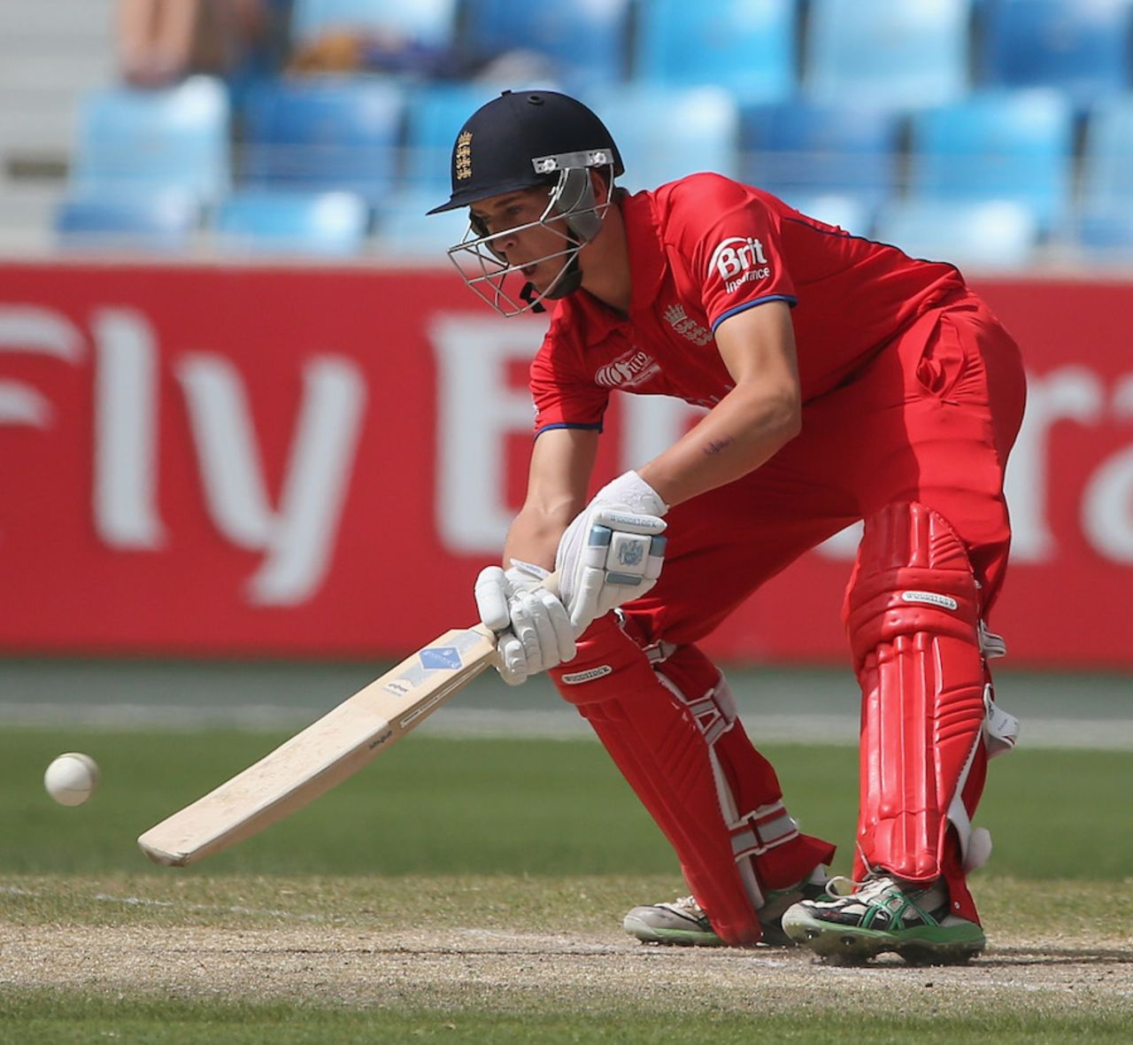 Joe Clarke attempts to play the scoop, England Under-19s v New Zealand Under-19s, Under-19 World Cup, Dubai, February 18, 2014