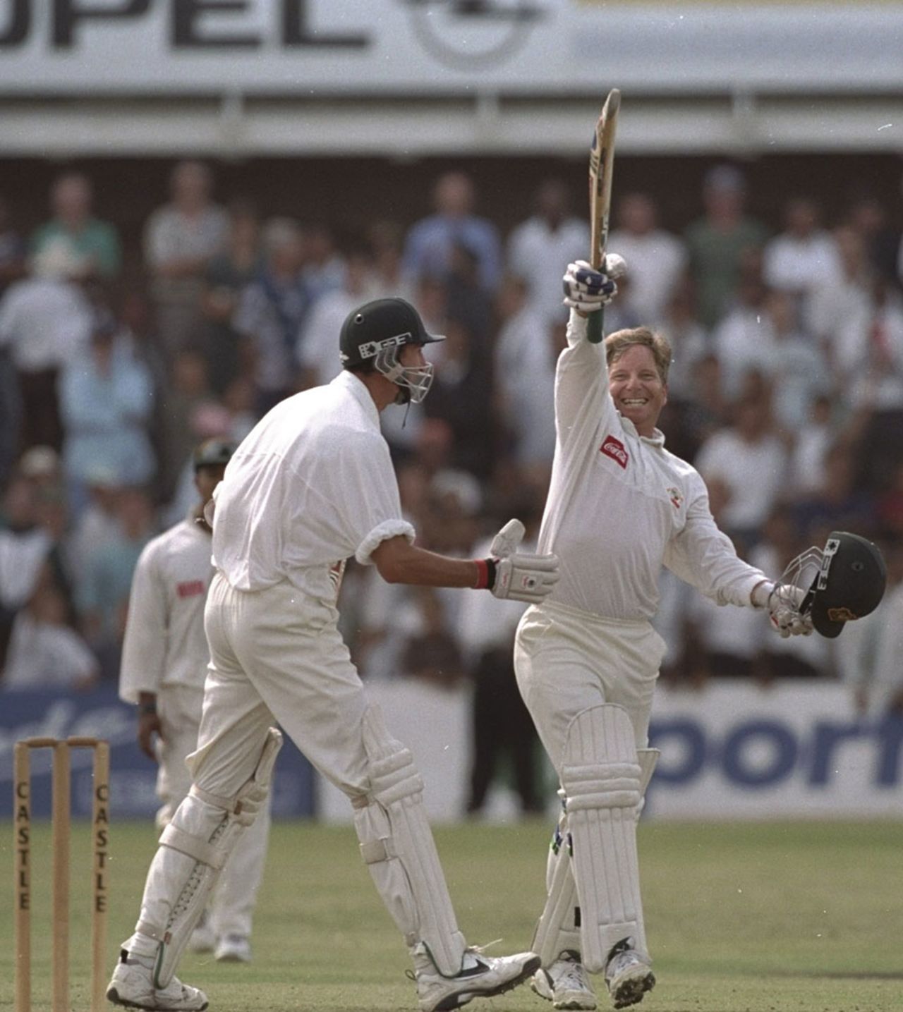 Ian Healy salutes his winning six, South Africa v Australia, 2nd Test, Port Elizabeth, March 17, 1997
