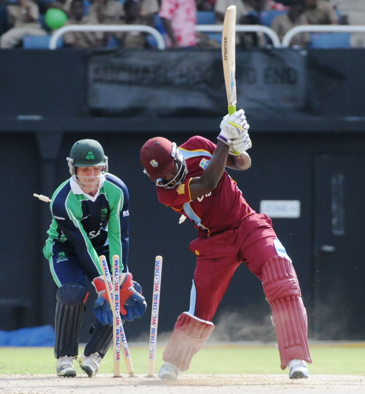 Andre Russell was yorked by Tim Murtagh, West Indies v Ireland, 1st T20, Kingston, February 19, 2014