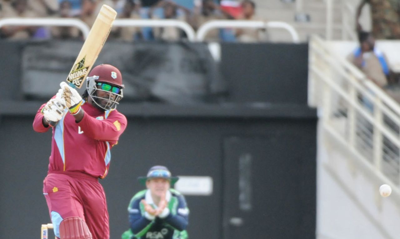 Chris Gayle hits out on his return to West Indies action, West Indies v Ireland, 1st T20, Kingston, February 19, 2014
