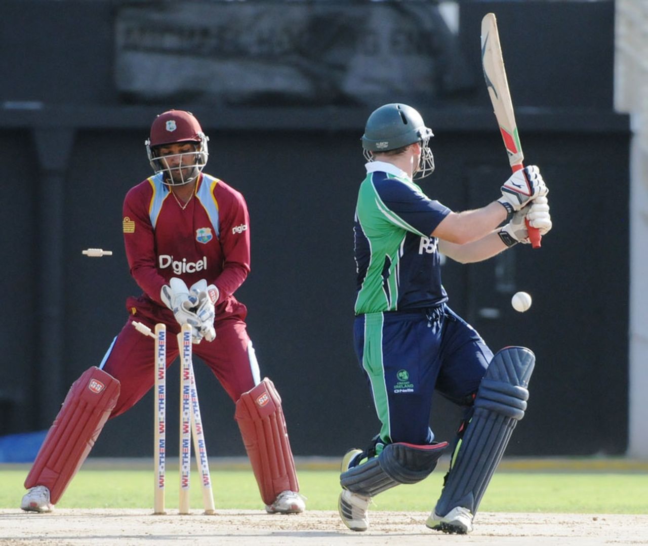 Gary Wilson was bowled for 18, West Indies v Ireland, 1st T20, Kingston, February 19, 2014