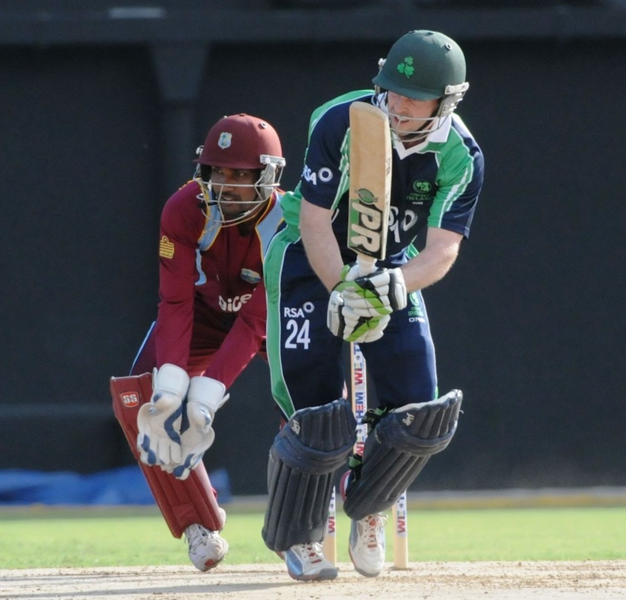 Ed Joyce steers one to the leg side, West Indies v Ireland, 1st T20, Kingston, February 19, 2014