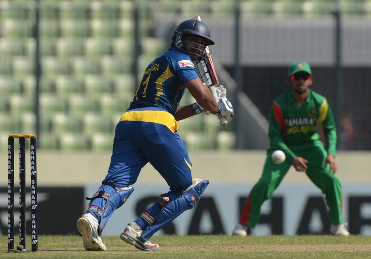 Kumar Sangakkara tucks one behind square, Bangladesh v Sri Lanka, 2nd ODI, Mirpur, February 20, 2014