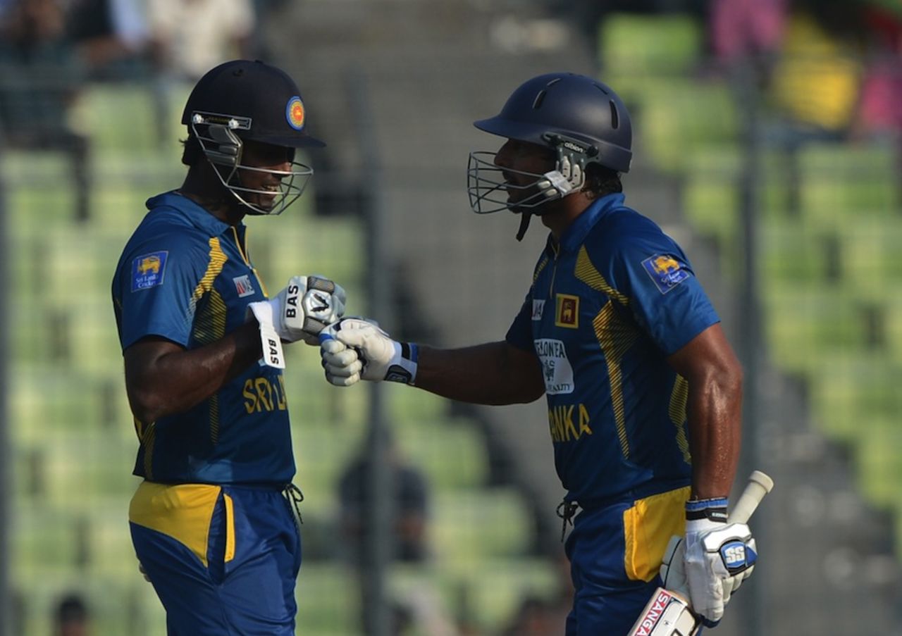 Angelo Mathews and Kumar Sangakkara put on 83 together, Bangladesh v Sri Lanka, 2nd ODI, Mirpur, February 20, 2014
