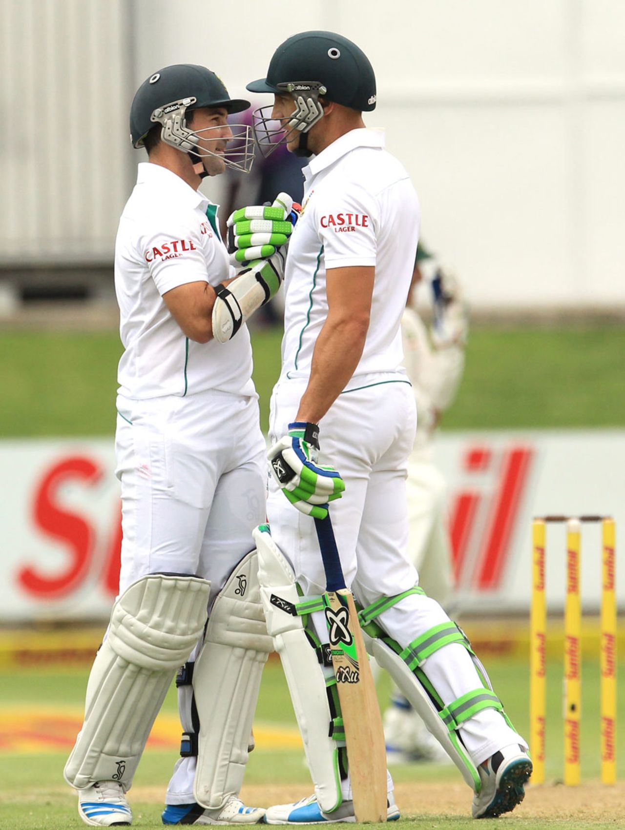 Dean Elgar and Faf du Plessis shared a 112-run stand, South Africa v Australia, 2nd Test, Port Elizabeth, 1st day, February 20, 2014