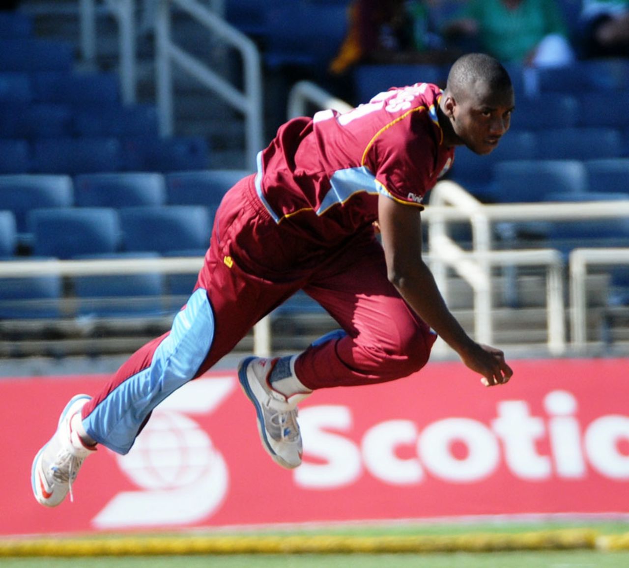 Miguel Cummins in his delivery stride, West Indies v Ireland, only ODI, Kingston, February 23, 2014