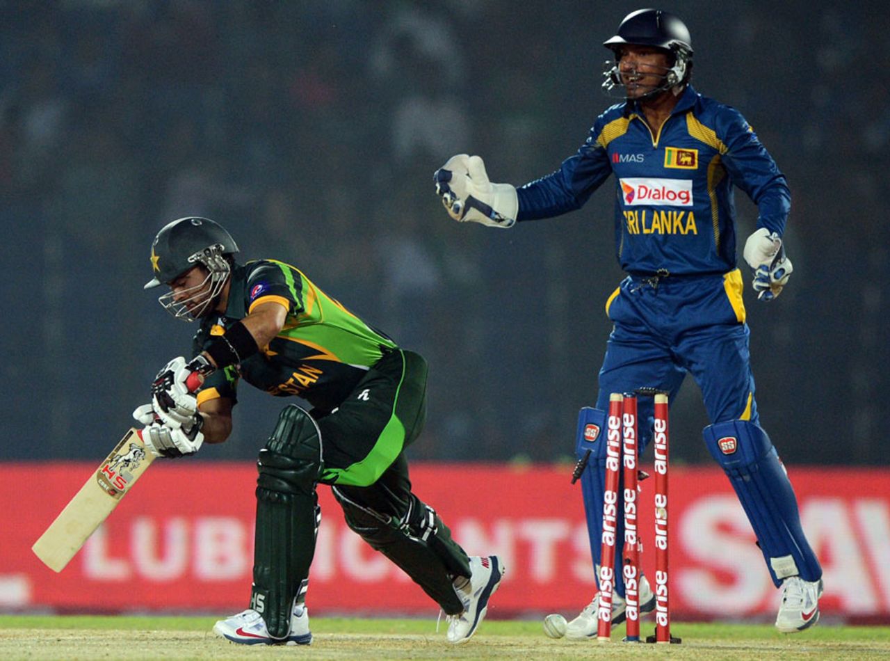 Ahmed Shehzad was bowled by Chaturanga de Silva for 28, Pakistan v Sri Lanka, Asia Cup, Fatullah, February 25, 2014