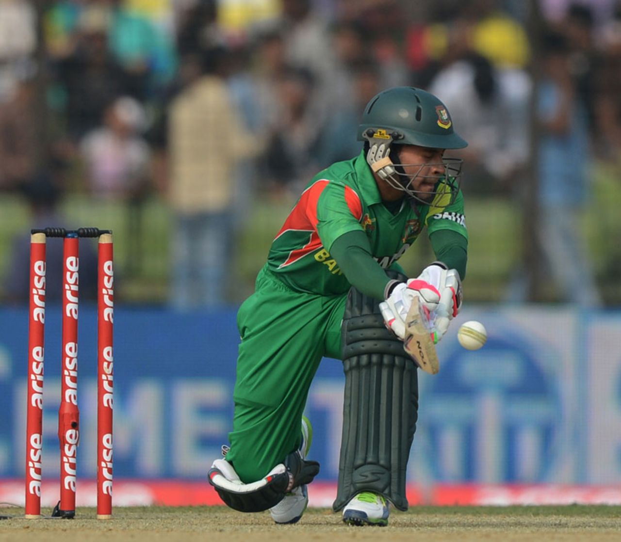 Mushfiqur Rahim plays a sweep, Bangladesh v India, Asia Cup 2014, Fatullah, February 26, 2014