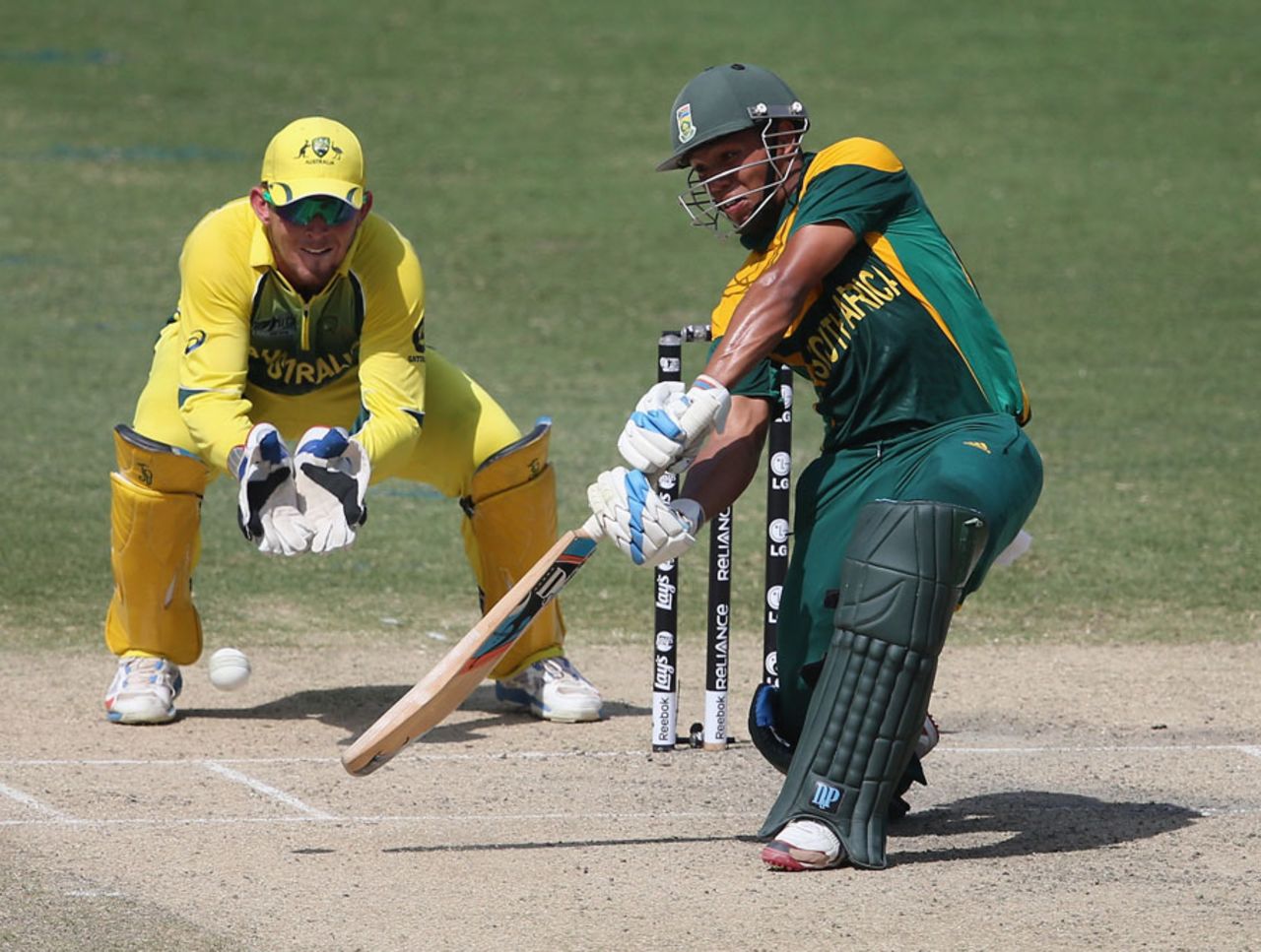 Clyde Fortuin targets the off side, Australia v South Africa, semi-final, Under-19 World Cup, Dubai, February 26, 2014