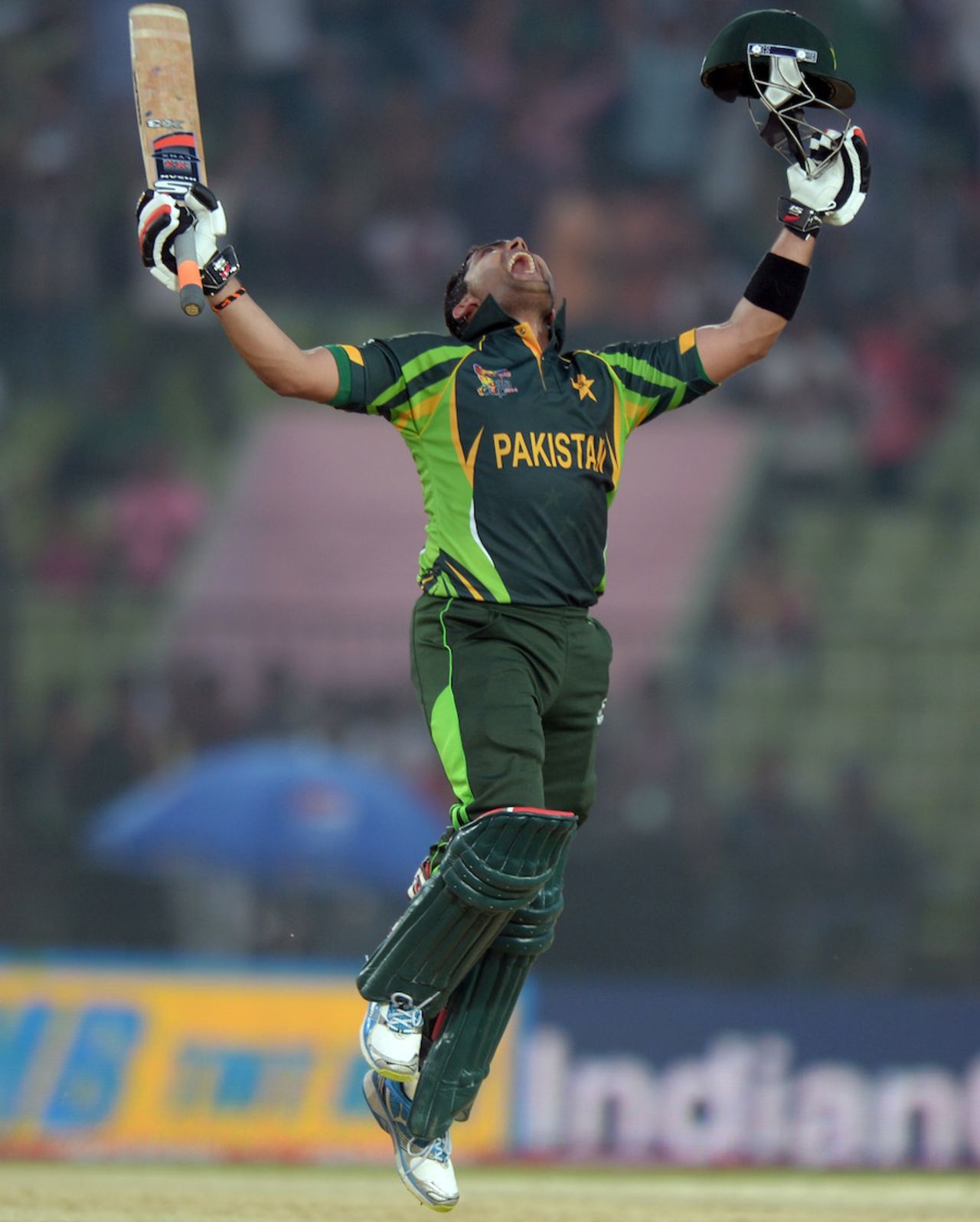 Umar Akmal is ecstatic on reaching his second ODI ton, Afghanistan v Pakistan, Asia Cup 2014, Fatullah, February 27, 2014