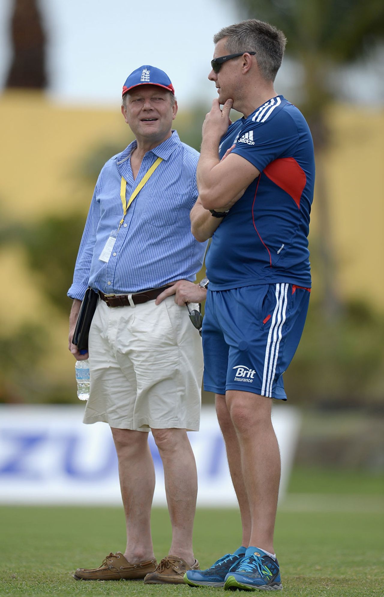 Is this a job interview? Ashley Giles chats with Paul Downton, the managing director of England cricket, North Sound, February 27, 2014