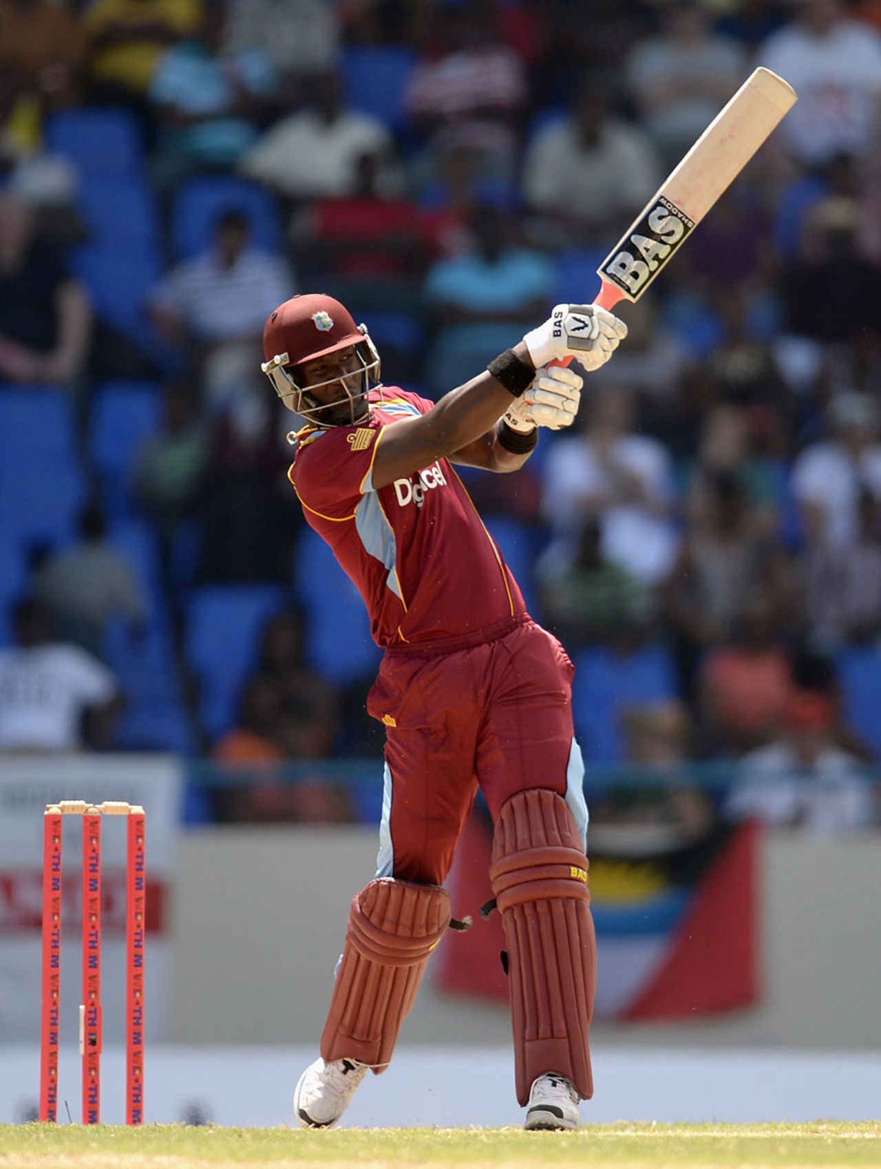 Darren Sammy used the long handle to good effect, West Indies v England, 1st ODI, North Sound, February 28, 2014