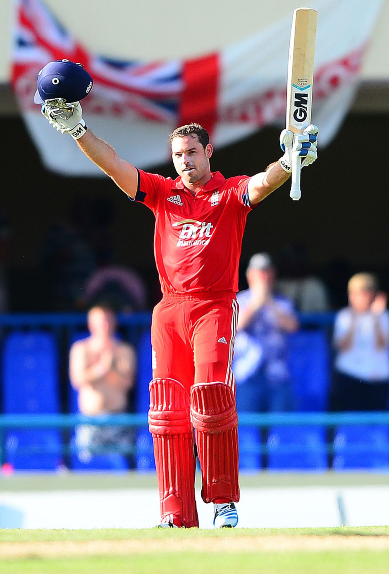 Michael Lumb takes the applause for his century, West Indies v England, 1st ODI, North Sound, February 28, 2014