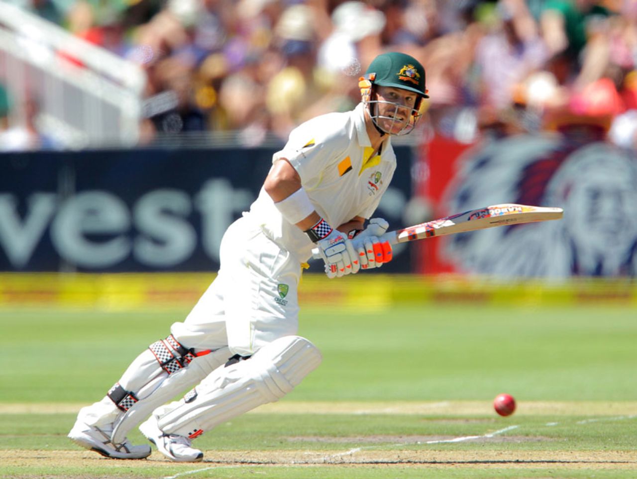 David Warner targets the leg side, South Africa v Australia, 3rd Test, Cape Town, 1st day, March 1, 2014