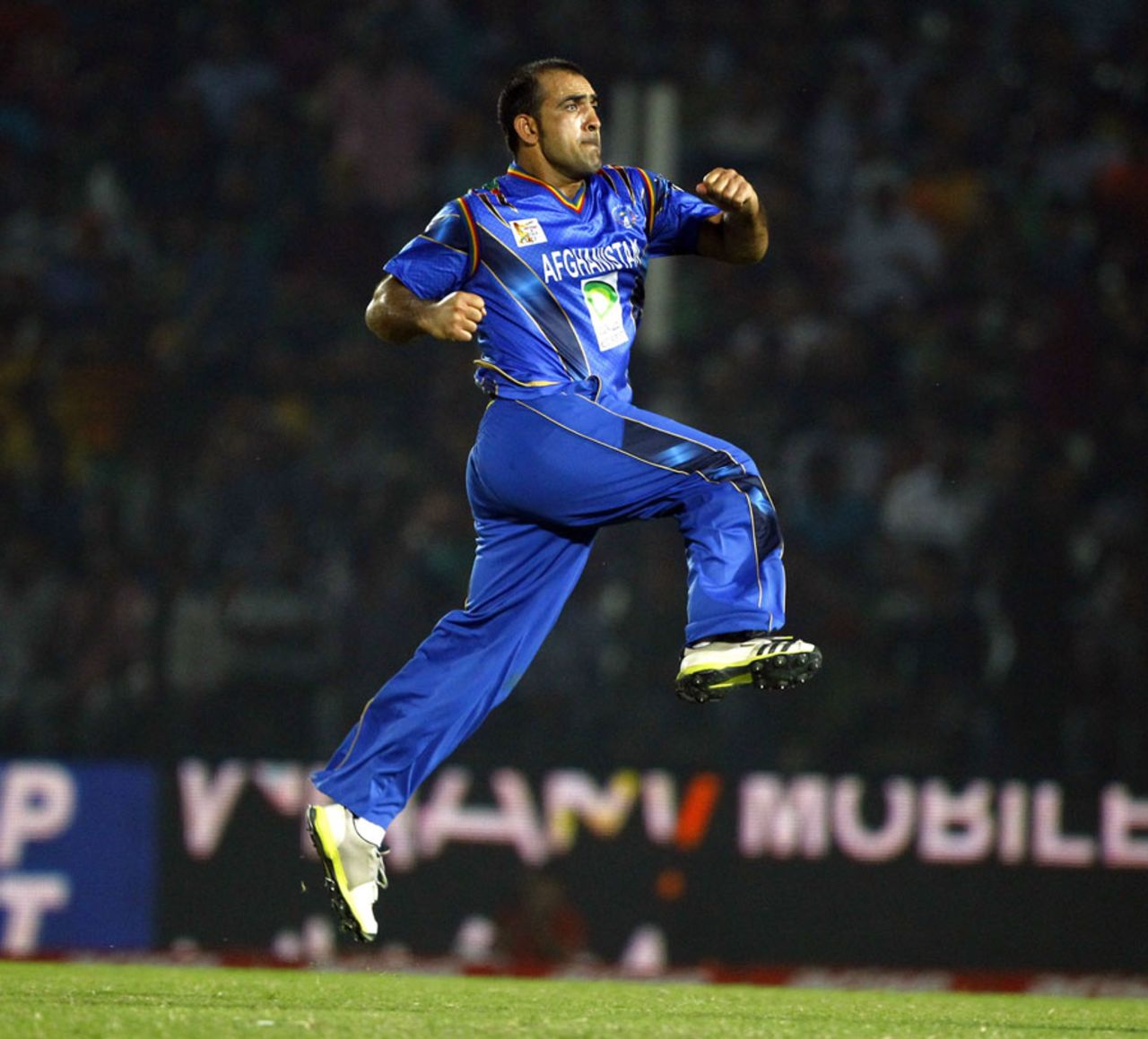Samiullah Shenwari celebrates a wicket, Bangladesh v Afghanistan, Asia Cup, Fatullah, March 1, 2014
