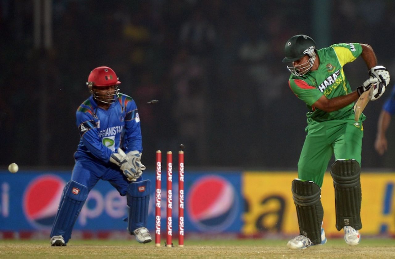 Ziaur Rahman was bowled for 41, Bangladesh v Afghanistan, Asia Cup, Fatullah, March 1, 2014