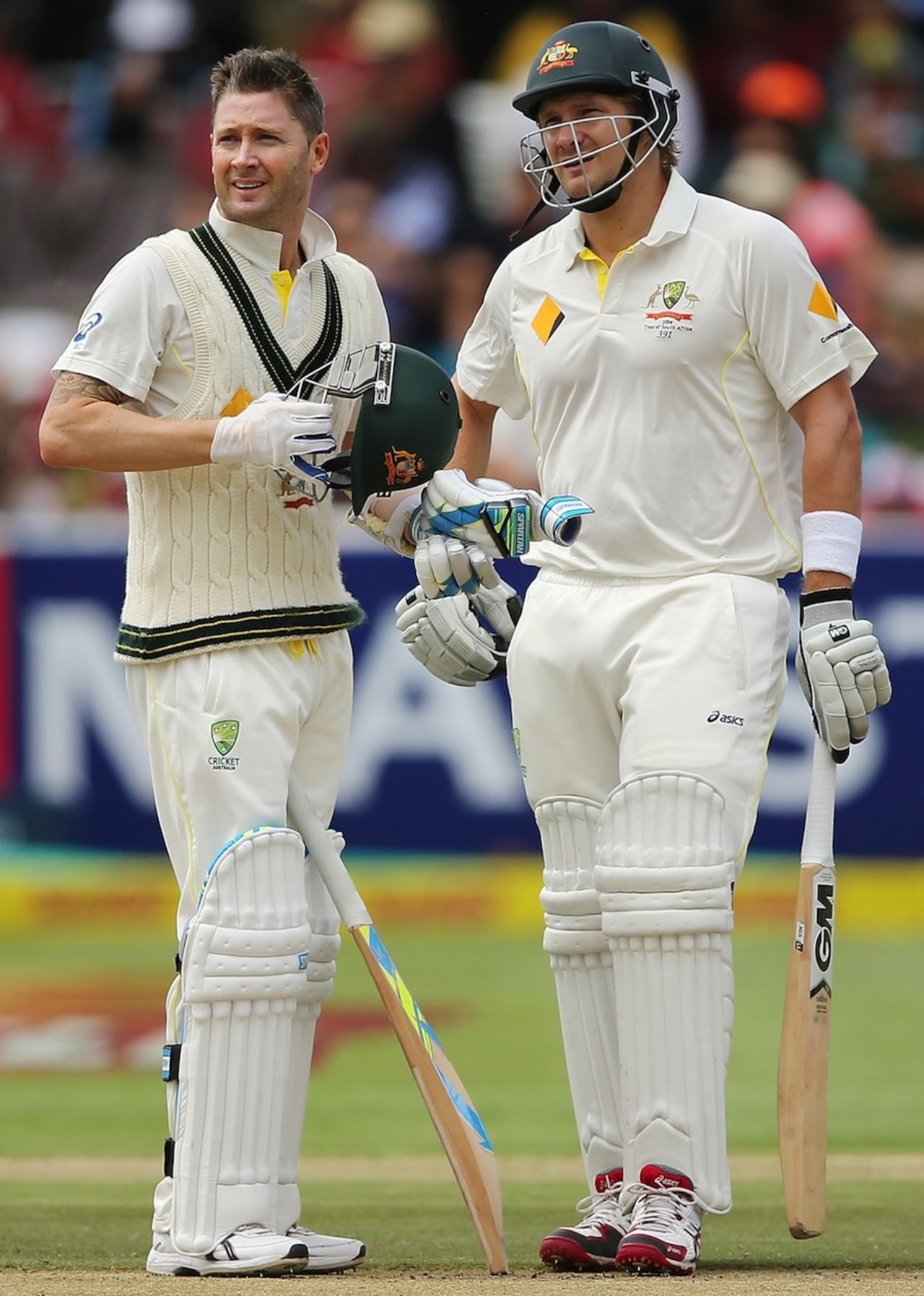 Michael Clarke and Shane Watson put on 55 runs together, South Africa v Australia, 3rd Test, Cape Town, 2nd day, March 2, 2014