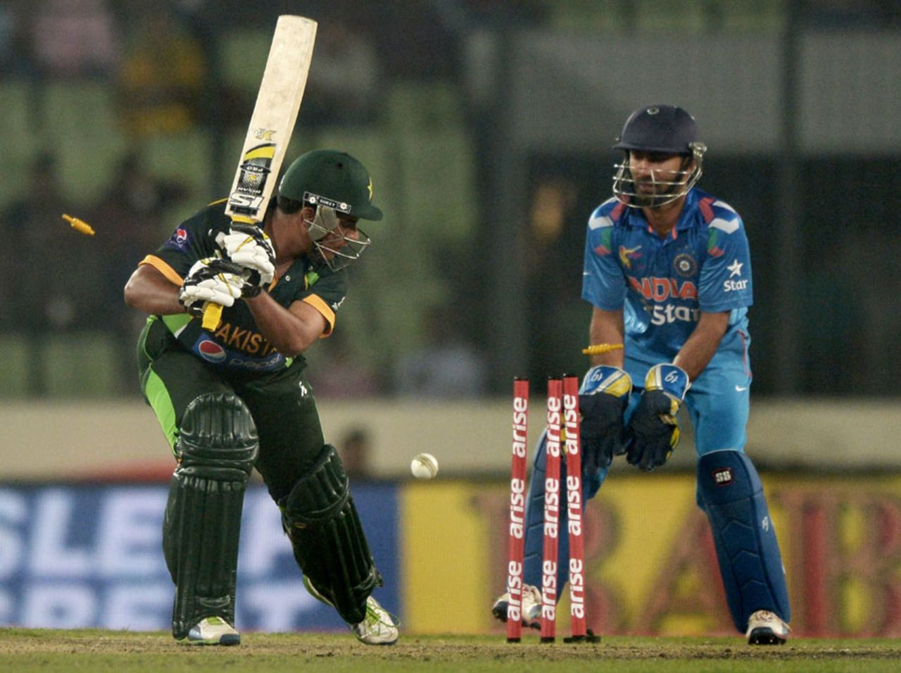 Sharjeel Khan was bowled by a carrom ball, India v Pakistan, Asia Cup, Mirpur, March 2, 2014