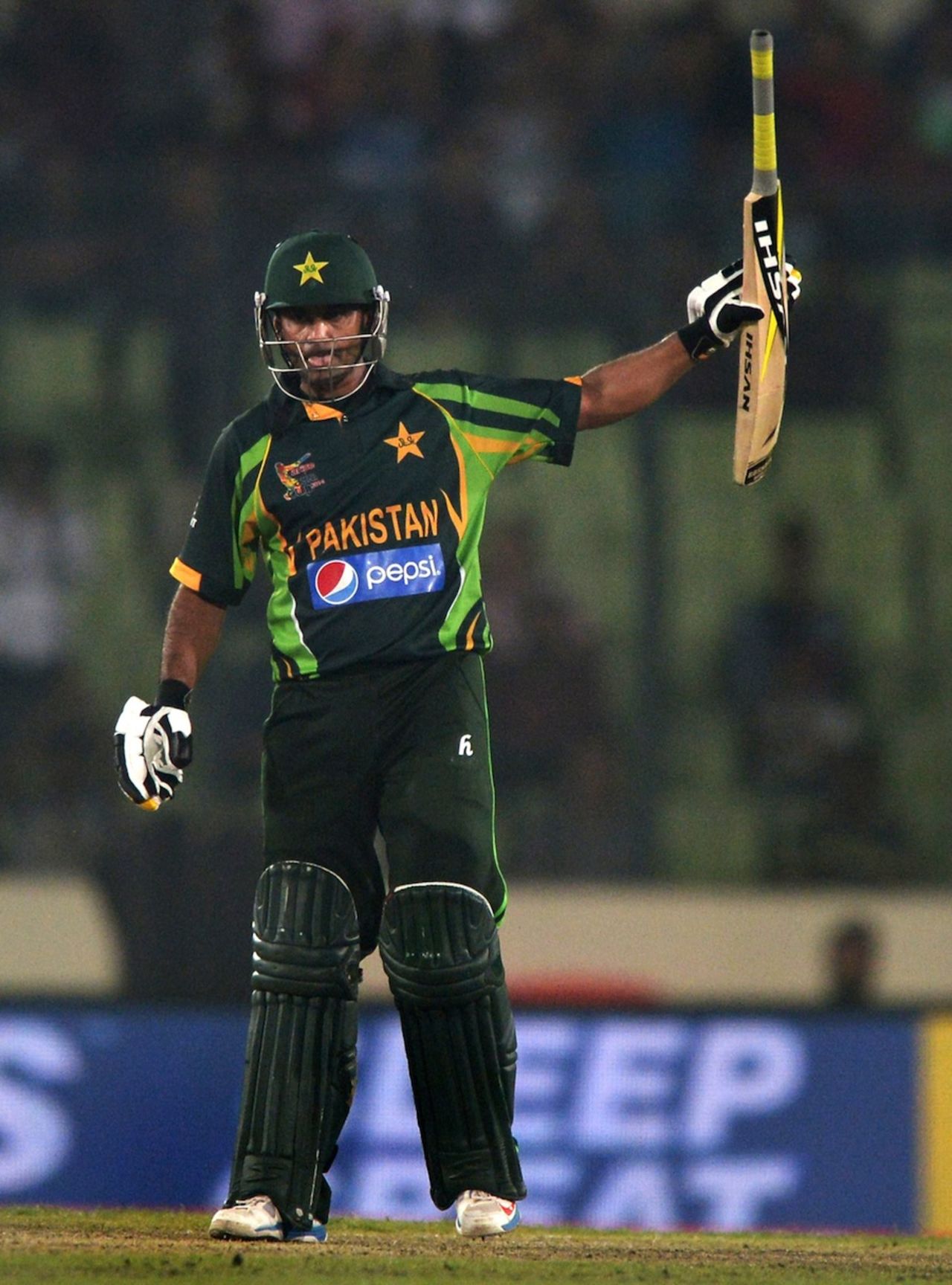 Mohammad Hafeez gestures after his half-century, India v Pakistan, Asia Cup, Mirpur, March 2, 2014