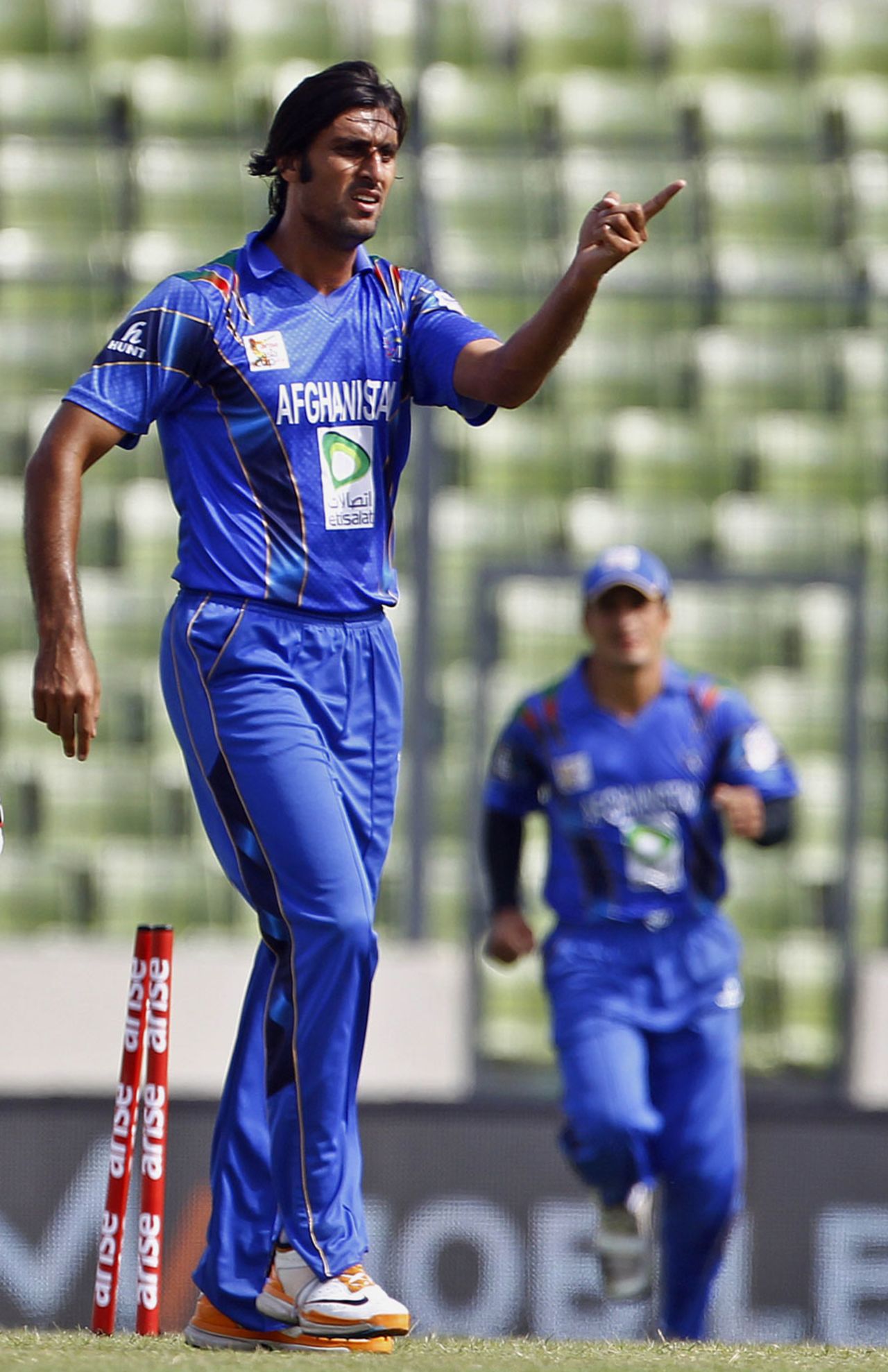 Shapoor Zadran celebrates a wicket, Afghanistan v Sri Lanka, Asia Cup, Mirpur