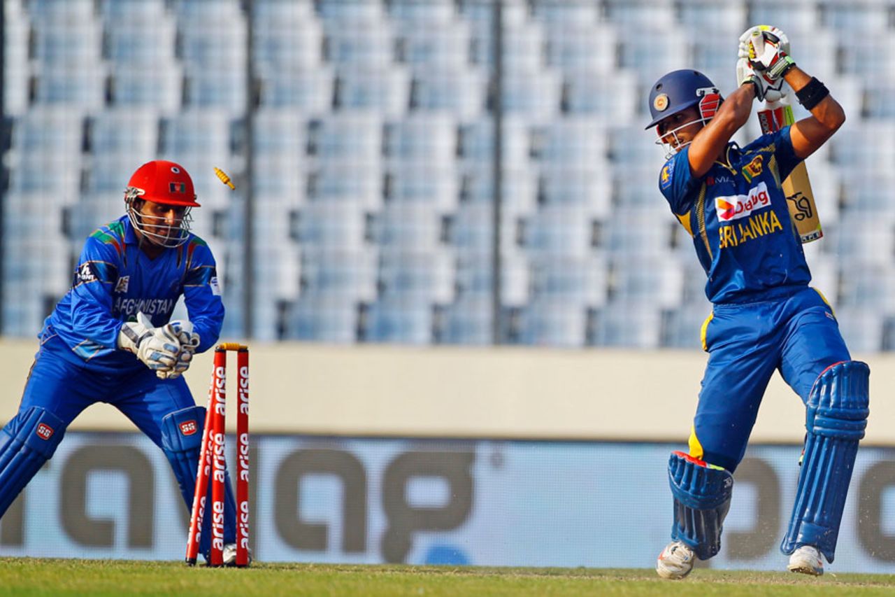 Dinesh Chandimal was bowled attempting a big shot, Afghanistan v Sri Lanka, Asia Cup, Mirpur