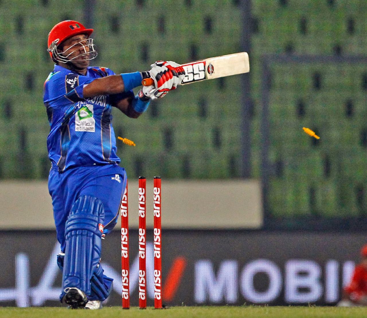 Mohammad Shahzad dragged the ball onto his stumps, Afghanistan v Sri Lanka, Asia Cup, Mirpur