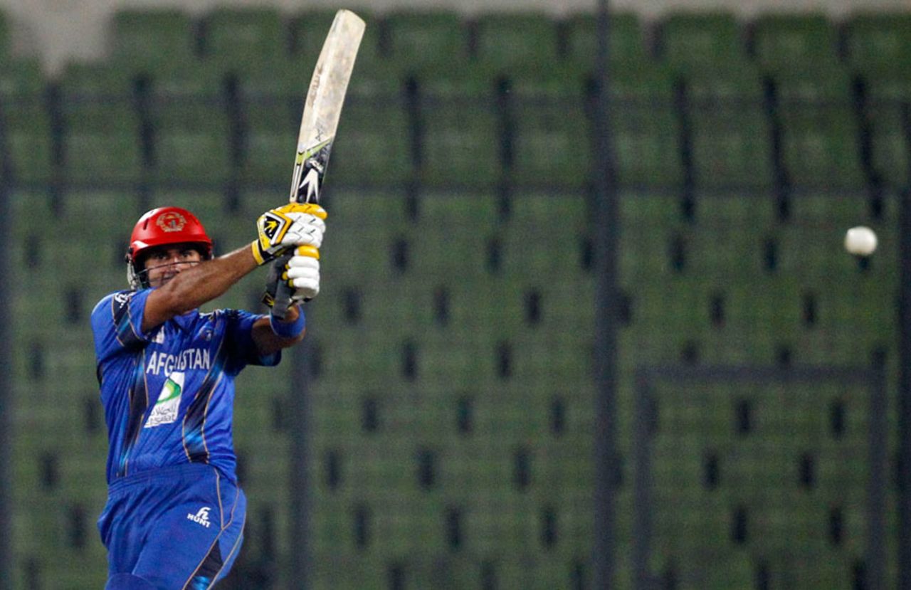 Mohammad Nabi pulls the ball, Afghanistan v Sri Lanka, Asia Cup, Mirpur