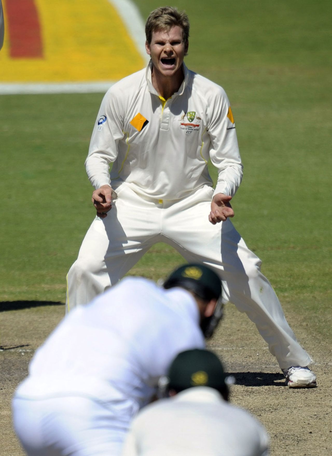 Steven Smith picked up the crucial wicket of Faf du Plessis, South Africa v Australia, 3rd Test, Cape Town, 5th day, March 5, 2014