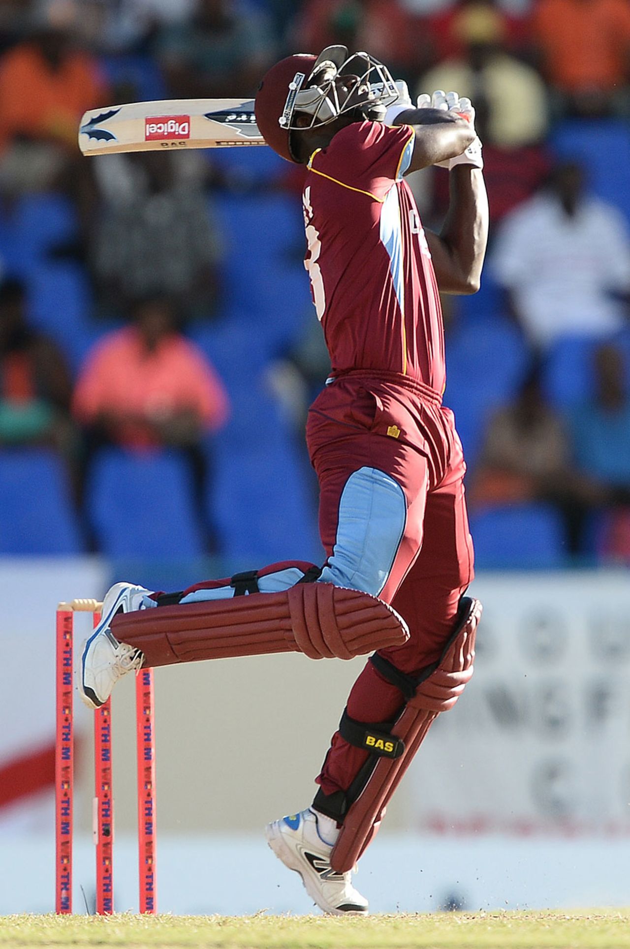 Darren Sammy swings himself off his feet, West Indies v England, 3rd ODI, Antigua, March 5, 2014