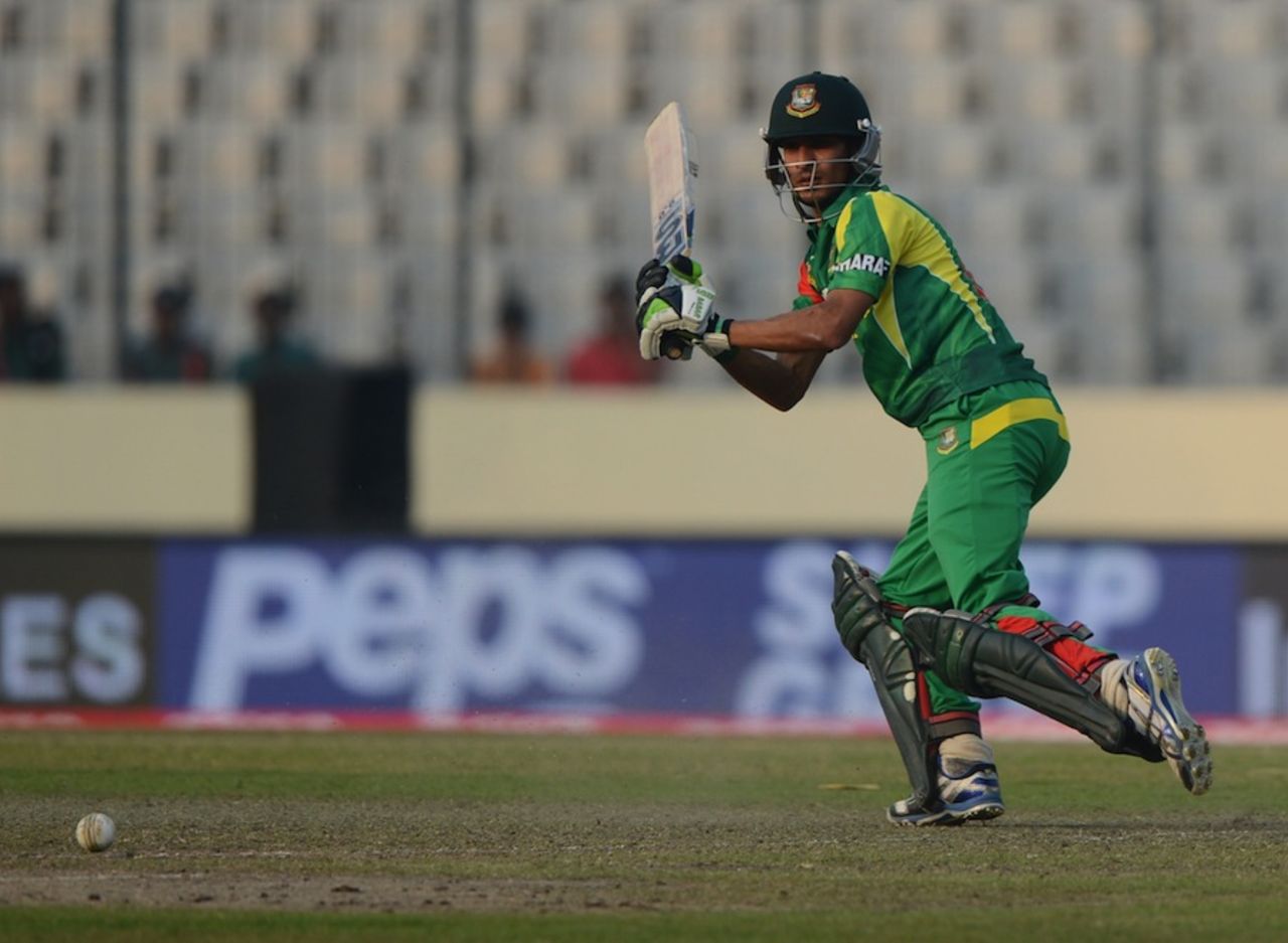 Nasir Hossain guides the ball on the off side, Bangladesh v Sri Lanka, Asia Cup, Mirpur, March 6, 2014