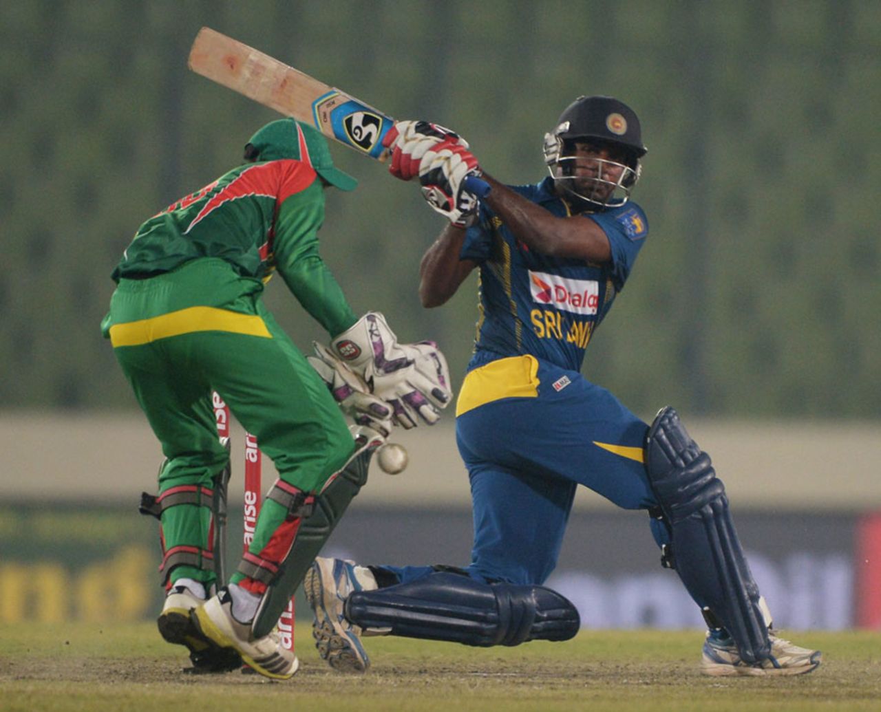 Chaturanga de Silva swings towards fine leg, Bangladesh v Sri Lanka, Asia Cup, Mirpur, March 6, 2014