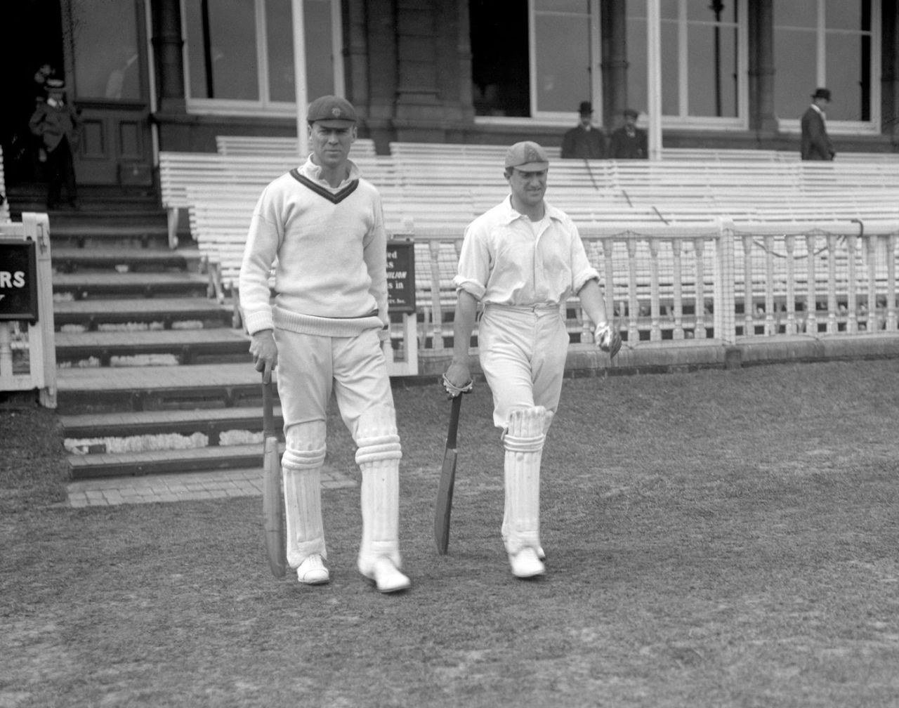 Jimmy Sinclair and Aubrey Faulkner walk out to bat, MCC v South Africans, 2nd day, Lord's, May 28, 1907